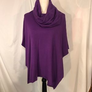 Woven Heart Hooded Cowl Neck Poncho Sweater